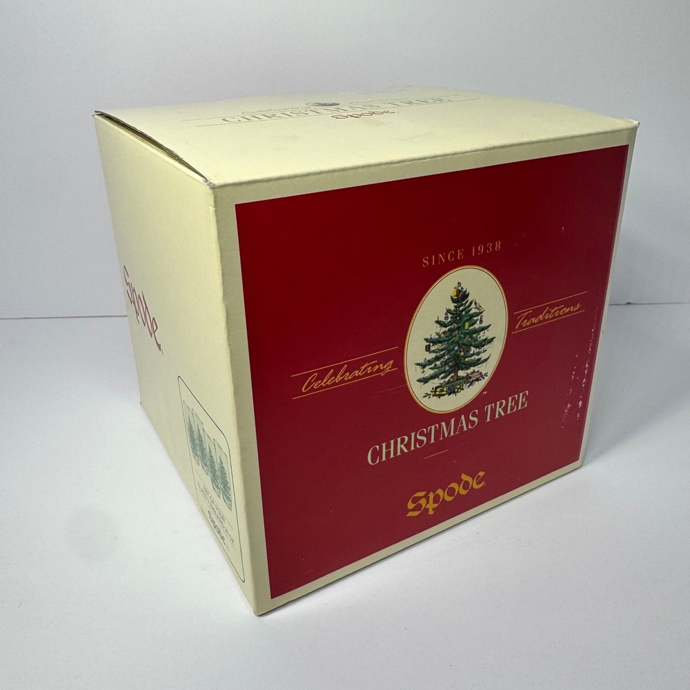 Spode Christmas Tree 6" Holiday Glass Tumblers 16oz Gold Rim Set of 4 with Box - Picture 9 of 11
